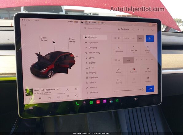 7SAYGDEE5NF314622 2022 TESLA MODEL Y Red 