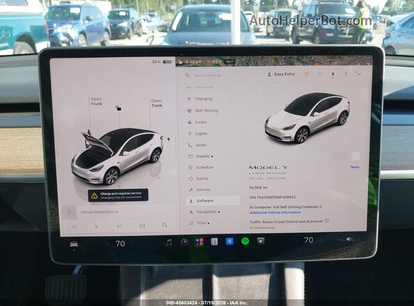 7SAYGDEE5NF428622 2022 TESLA MODEL Y White Вид задніх сидінь