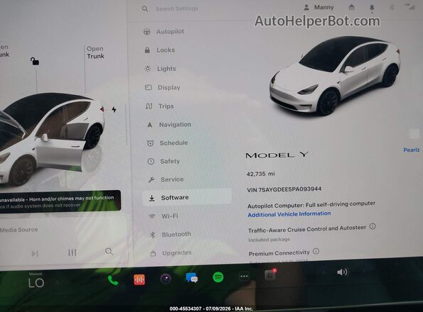 7SAYGDEE5PA093944 2023 TESLA MODEL Y White 