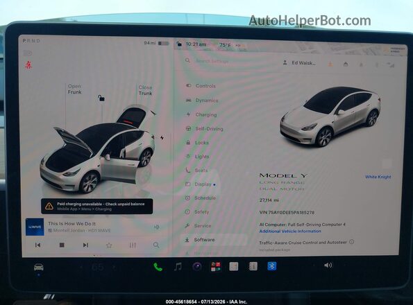 7SAYGDEE5PA185278 2023 TESLA MODEL Y White Widok tylnych siedzeń
