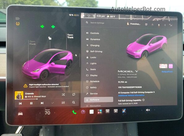 7SAYGDEE5PF763608 2023 TESLA MODEL White Вид щитка приладів
