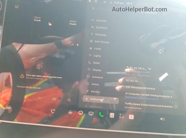 7SAYGDEE5RF031434 2024 TESLA MODEL Серый Вид щитка приборов