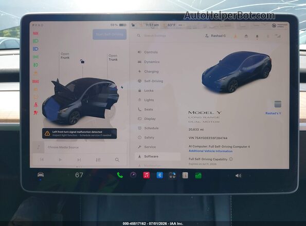 7SAYGDEE5SF284744 2025 TESLA MODEL Y Серый Вид задних сидений