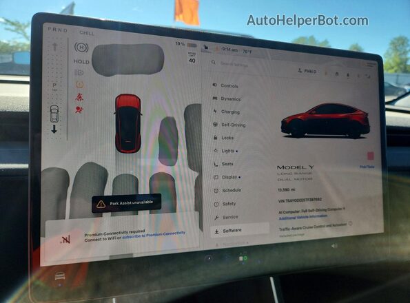 7SAYGDEE5TF397692 2026 TESLA MODEL Maroon Vista del cuadro de instrumentos