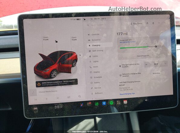 7SAYGDEE6NF368964 2022 TESLA MODEL Y Red 
