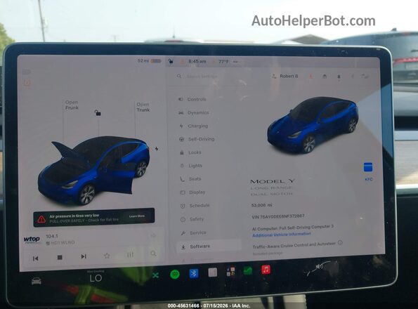 7SAYGDEE6NF372867 2022 TESLA MODEL Y Blue Rear seats view