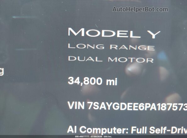 7SAYGDEE6PA187573 2023 TESLA MODEL Y Black 