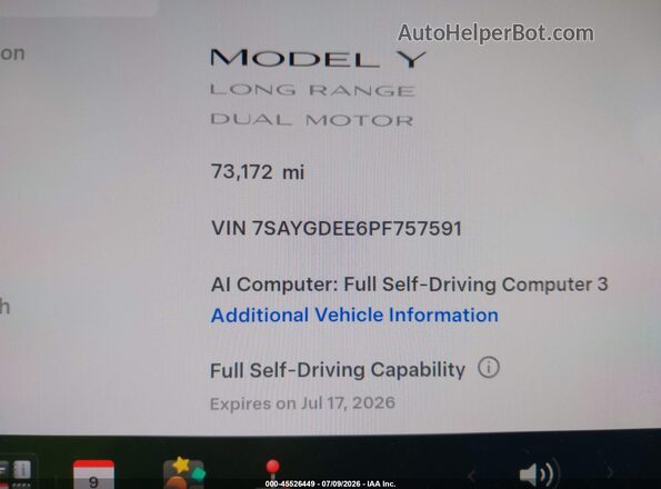 7SAYGDEE6PF757591 2023 TESLA MODEL Y Black Vista interior de 360 grados
