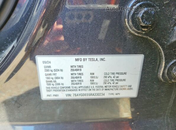 7SAYGDEE6RA330234 2024 TESLA MODEL Черный Панорамный вид салона 360°