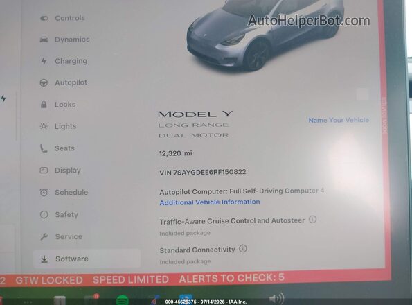 7SAYGDEE6RF150822 2024 TESLA MODEL Y Gray Вид задніх сидінь