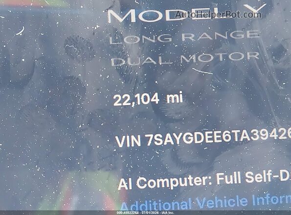 7SAYGDEE6TA394264 2026 TESLA MODEL Y Gray 