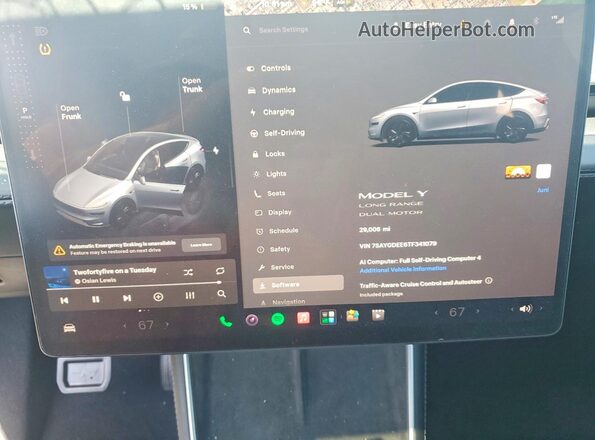 7SAYGDEE6TF341079 2026 TESLA MODEL Серебряный Вид щитка приборов