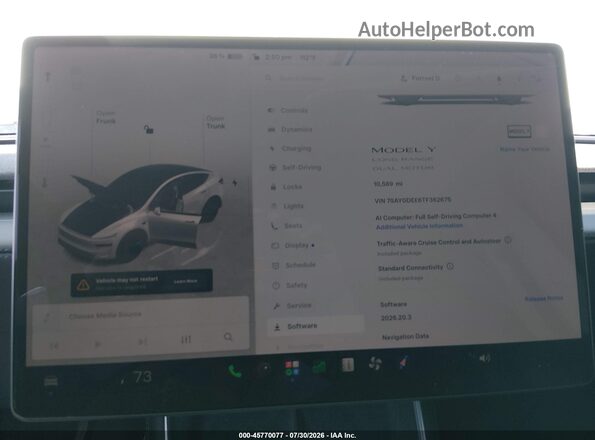 7SAYGDEE6TF362675 2026 TESLA MODEL Y White 