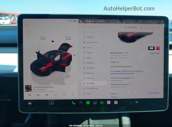 7SAYGDEE7NF533680 2022 TESLA MODEL Y Синий 