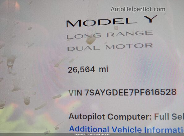 7SAYGDEE7PF616528 2023 TESLA MODEL Y White Սալոնի 360 աստիճան տեսք