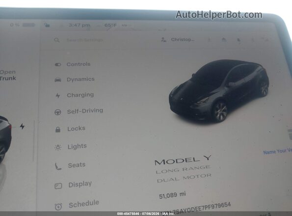 7SAYGDEE7PF979654 2023 TESLA MODEL Y Gray Rear seats view
