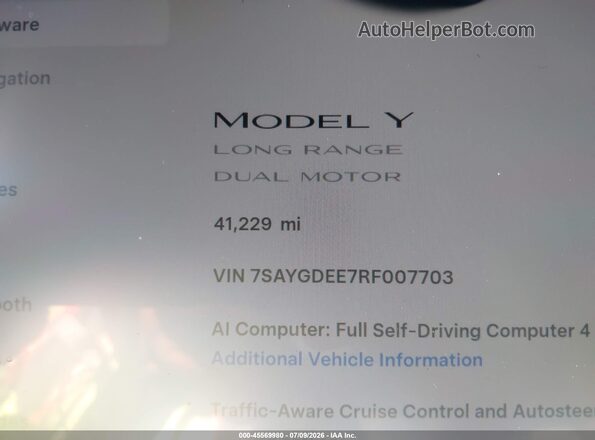 7SAYGDEE7RF007703 2024 TESLA MODEL Y Blue 