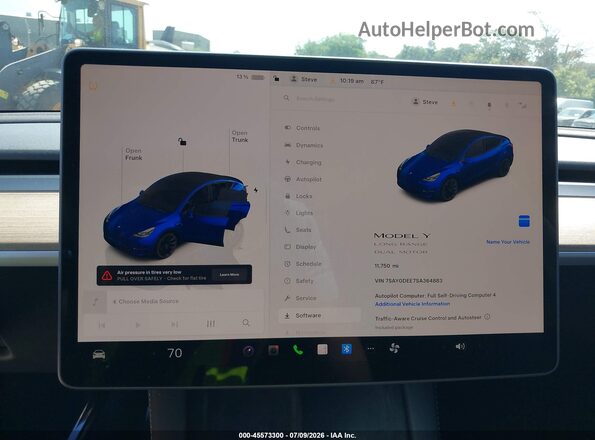 7SAYGDEE7SA364883 2025 TESLA MODEL Y Blue Հետևի նստատեղերի տեսք