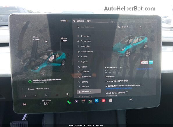 7SAYGDEE8PA147155 2023 TESLA MODEL Y White Հետևի նստատեղերի տեսք