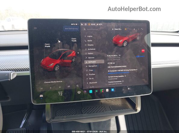 7SAYGDEE8PA176302 2023 TESLA MODEL Y Red Вид задніх сидінь