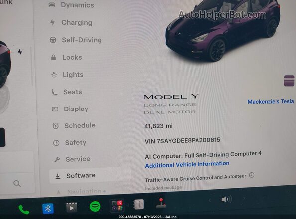 7SAYGDEE8PA200615 2023 TESLA MODEL Y Серый Вид задних сидений