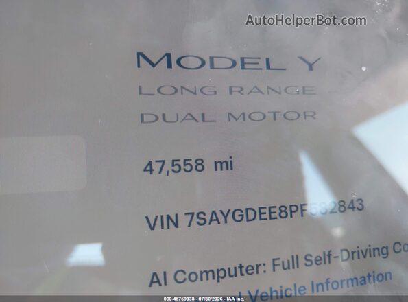 7SAYGDEE8PF582843 2023 TESLA MODEL Y Blue 