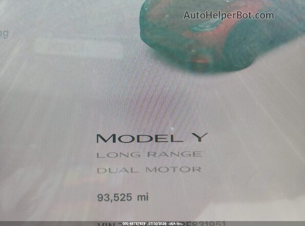 7SAYGDEE8PF831951 2023 TESLA MODEL Y Red 