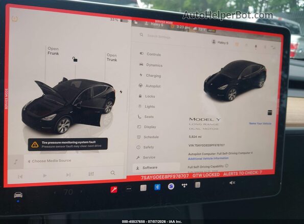 7SAYGDEE8PF978707 2023 TESLA MODEL Y Black 