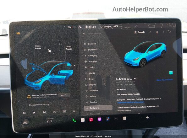 7SAYGDEE8RF194384 2024 TESLA MODEL Y Черный Вид задних сидений
