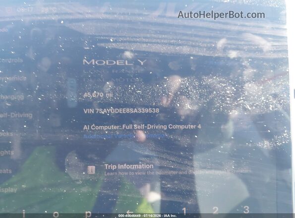 7SAYGDEE8SA339538 2025 TESLA MODEL Y Gray Vista de los asientos traseros