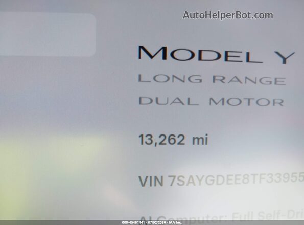 7SAYGDEE8TF339558 2026 TESLA MODEL Y Белый 