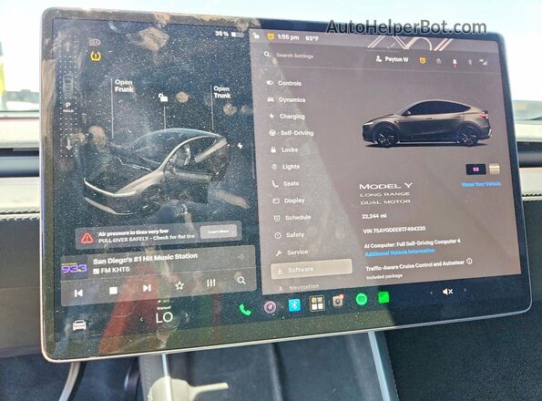 7SAYGDEE8TF404330 2026 TESLA MODEL Black Instrument cluster view