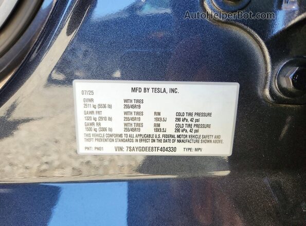 7SAYGDEE8TF404330 2026 TESLA MODEL Black Engine compartment view