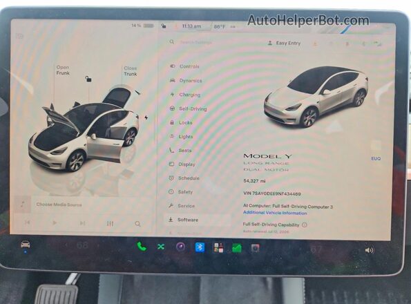 7SAYGDEE9NF434469 2022 TESLA MODEL Белый Вид щитка приборов