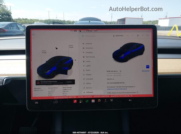 7SAYGDEE9NF481792 2022 TESLA MODEL Y Blue 