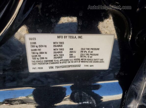 7SAYGDEE9PF858592 2023 TESLA MODEL Black Engine compartment view