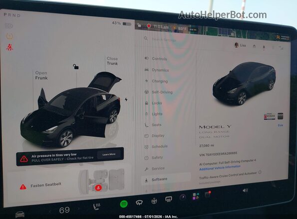 7SAYGDEE9RA286665 2024 TESLA MODEL Y Black Հետևի նստատեղերի տեսք