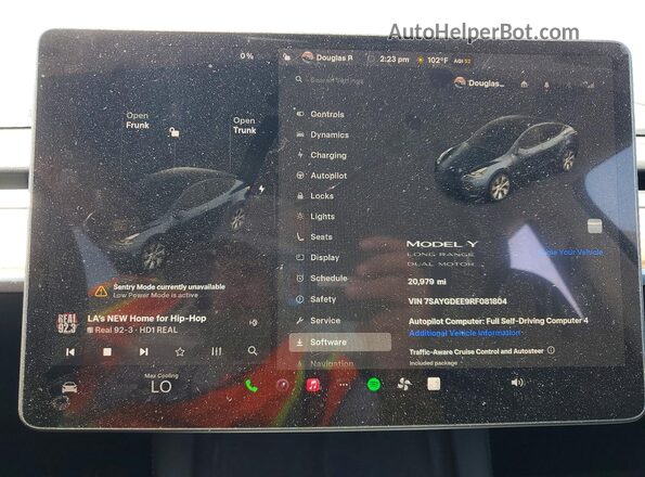 7SAYGDEE9RF081804 2024 TESLA MODEL Gray Вид щитка приладів