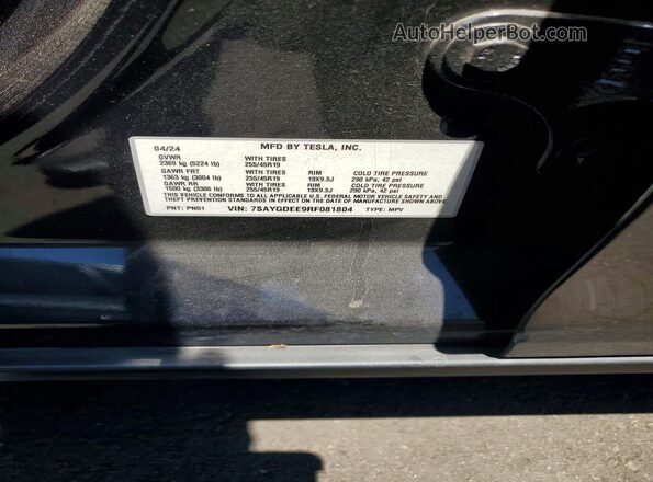 7SAYGDEE9RF081804 2024 TESLA MODEL Gray Вид наклейки з VIN-кодом