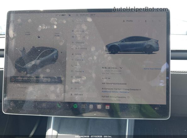 7SAYGDEE9TA454988 2026 TESLA MODEL Y Gray Vista de los asientos traseros