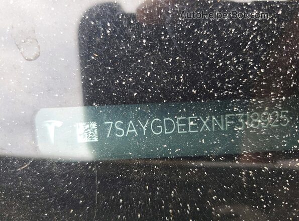 7SAYGDEEXNF318925 2022 TESLA MODEL White VIN sticker view