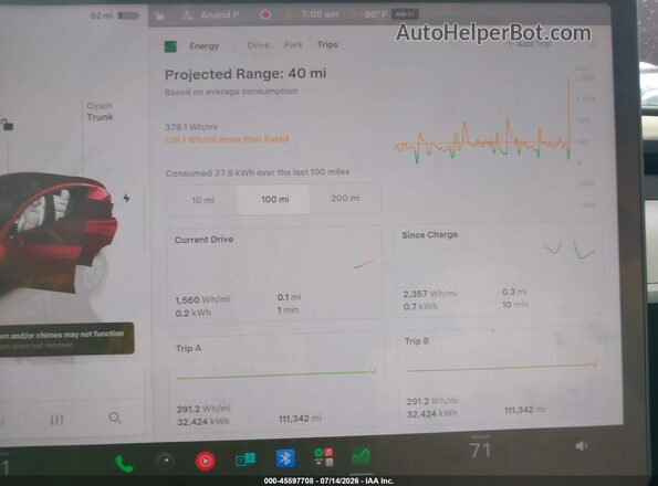 7SAYGDEEXNF411458 2022 TESLA MODEL Y Silver Widok tylnych siedzeń
