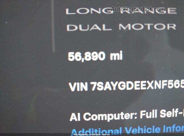 7SAYGDEEXNF565443 2022 TESLA MODEL Y Black 