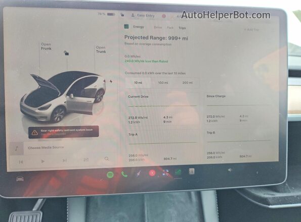 7SAYGDEEXPA060924 2023 TESLA MODEL White Widok zestawu wskaźników