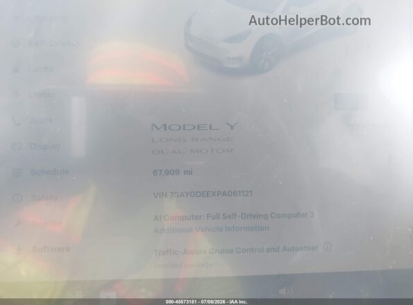 7SAYGDEEXPA061121 2023 TESLA MODEL Y Белый Вид задней части салона