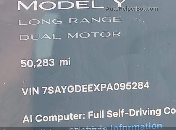 7SAYGDEEXPA095284 2023 TESLA MODEL Y White 