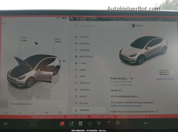 7SAYGDEEXRA219721 2024 TESLA MODEL Y White Vista de los asientos traseros