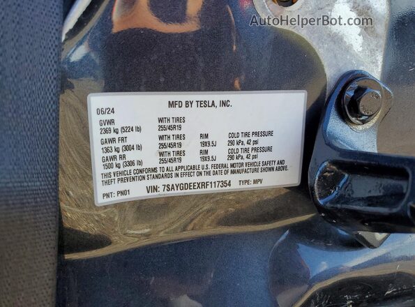 7SAYGDEEXRF117354 2024 TESLA MODEL Charcoal Вид підкапотного простору