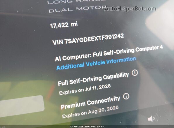 7SAYGDEEXTF391242 2026 TESLA MODEL Y Light Blue Вид задних сидений