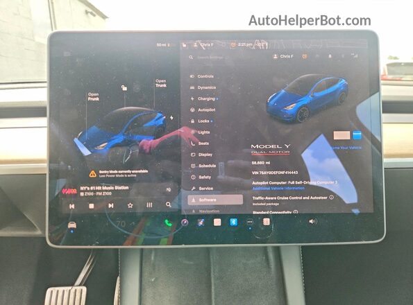 7SAYGDEF0NF414443 2022 TESLA MODEL Blue Vista del cuadro de instrumentos